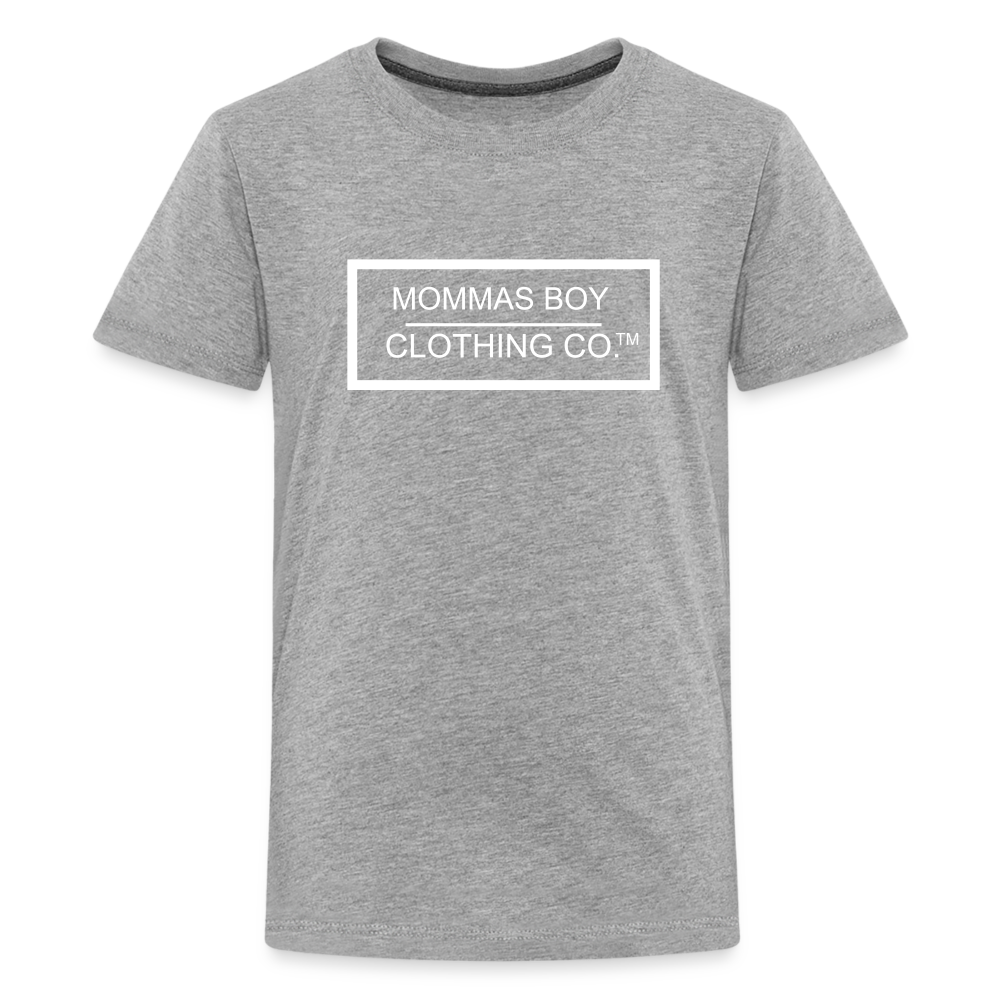 Mommas Boy CCO® - White Logo- Kids' Premium T-Shirt - heather gray