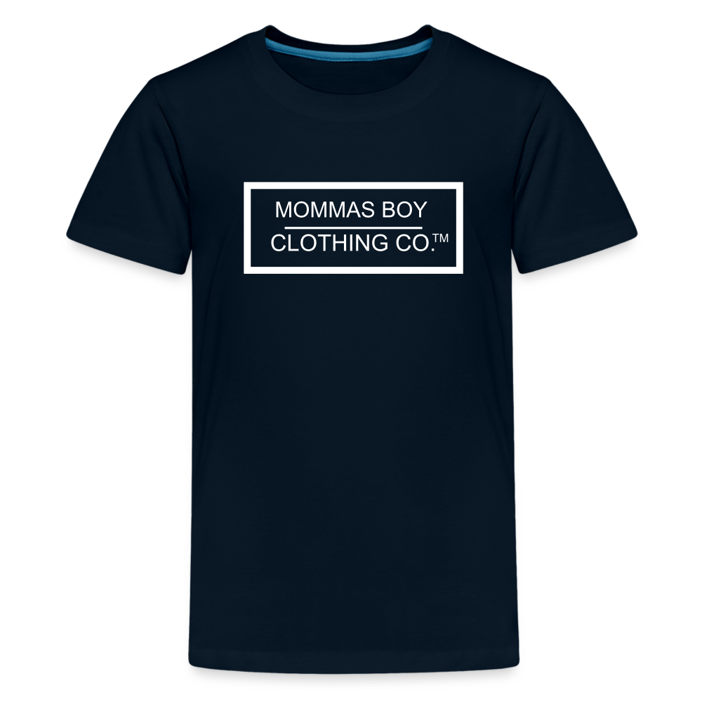 Mommas Boy CCO® - White Logo- Kids' Premium T-Shirt - deep navy