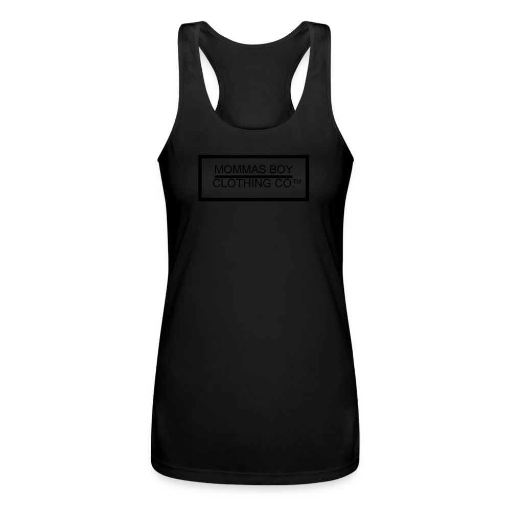Mommas Boy logo #1 - Women’s Performance Racerback Tank Top - black